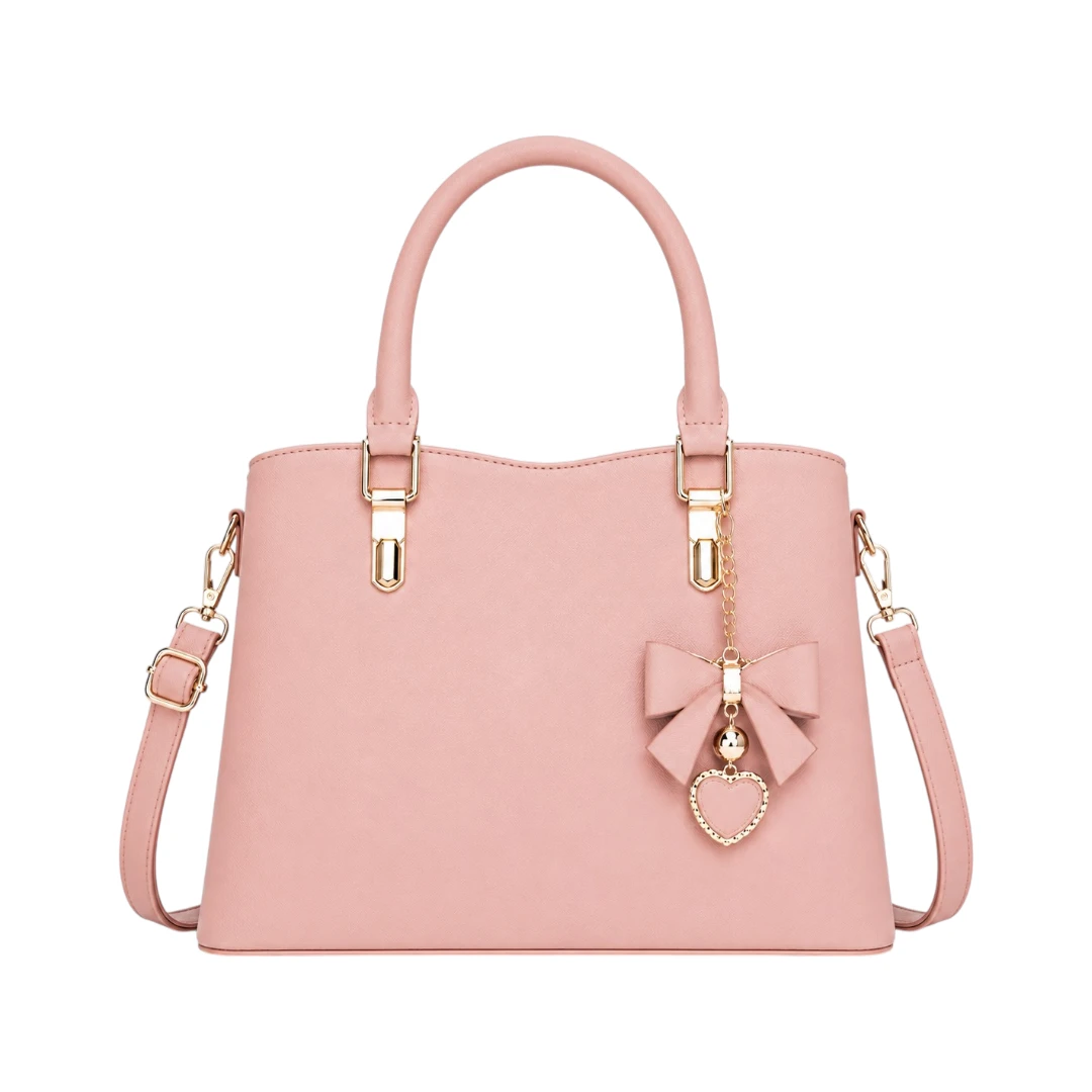 StylishBag Pink Bow Charm Top Handle Handbag
