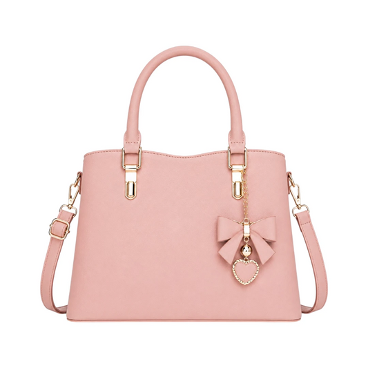 StylishBag Pink Bow Charm Top Handle Handbag